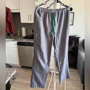 Figs Gray Men's Pants with Green Drawstring